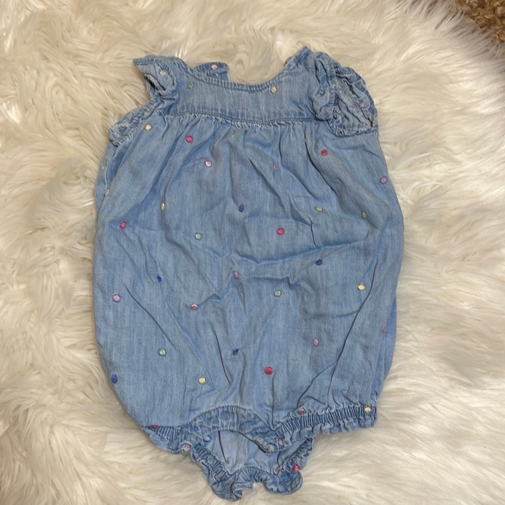 Gap denim bloomer with colorful embroidered dots